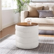 Mezzo Round Boucle Fabric Storage Ottoman in Cloud
