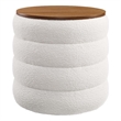 Mezzo Round Boucle Fabric Storage Ottoman in Cloud