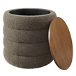 Mezzo Round Boucle Fabric Storage Ottoman in Pebble