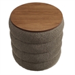 Mezzo Round Boucle Fabric Storage Ottoman in Pebble
