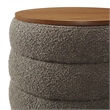 Mezzo Round Boucle Fabric Storage Ottoman in Pebble