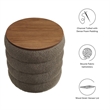 Mezzo Round Boucle Fabric Storage Ottoman in Pebble