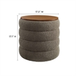 Mezzo Round Boucle Fabric Storage Ottoman in Pebble