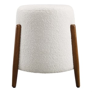 Riven Upholstered Boucle Fabric Ottoman in Cloud