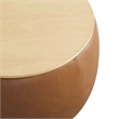 Perla Round Vegan Leather Storage Ottoman in Tan