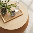 Perla Round Vegan Leather Storage Ottoman in Tan
