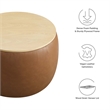 Perla Round Vegan Leather Storage Ottoman in Tan