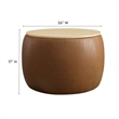 Perla Round Vegan Leather Storage Ottoman in Tan