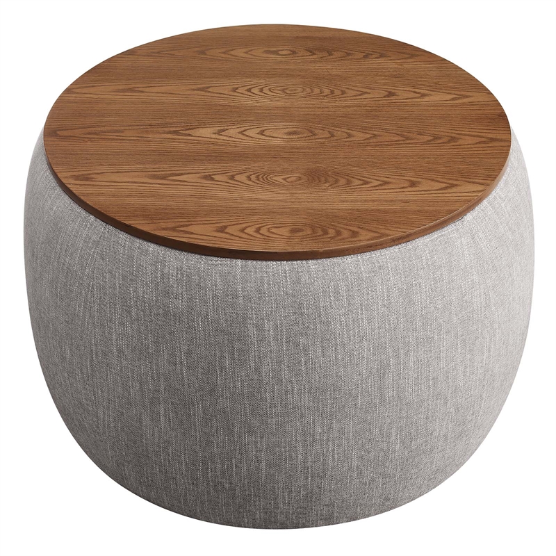 Perla Upholstered Fabric Storage Ottoman in Heathered Weave Wheat