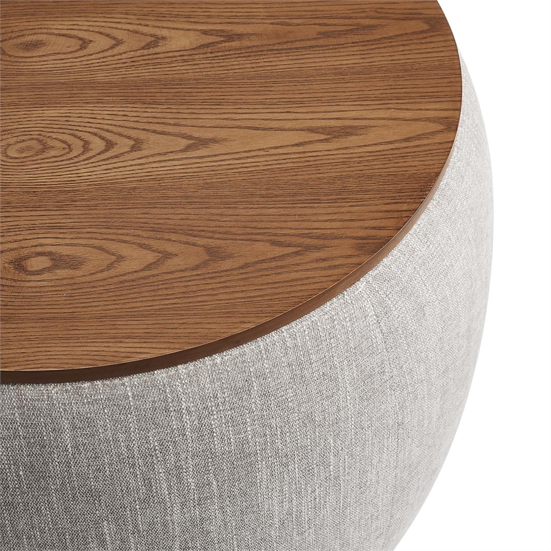 Perla Upholstered Fabric Storage Ottoman in Heathered Weave Wheat
