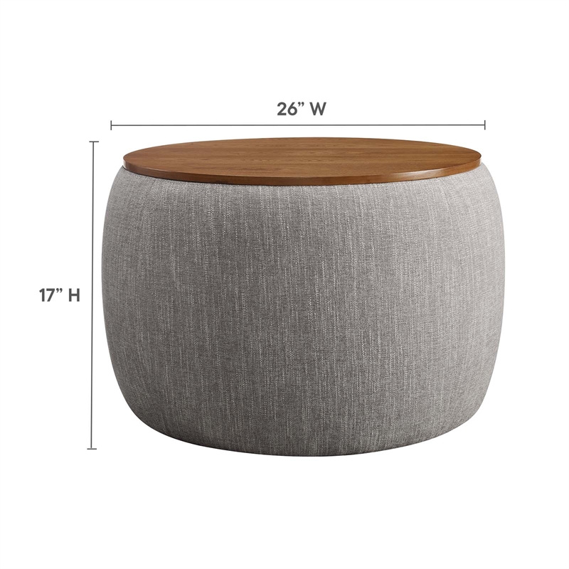 Perla Upholstered Fabric Storage Ottoman in Heathered Weave Wheat