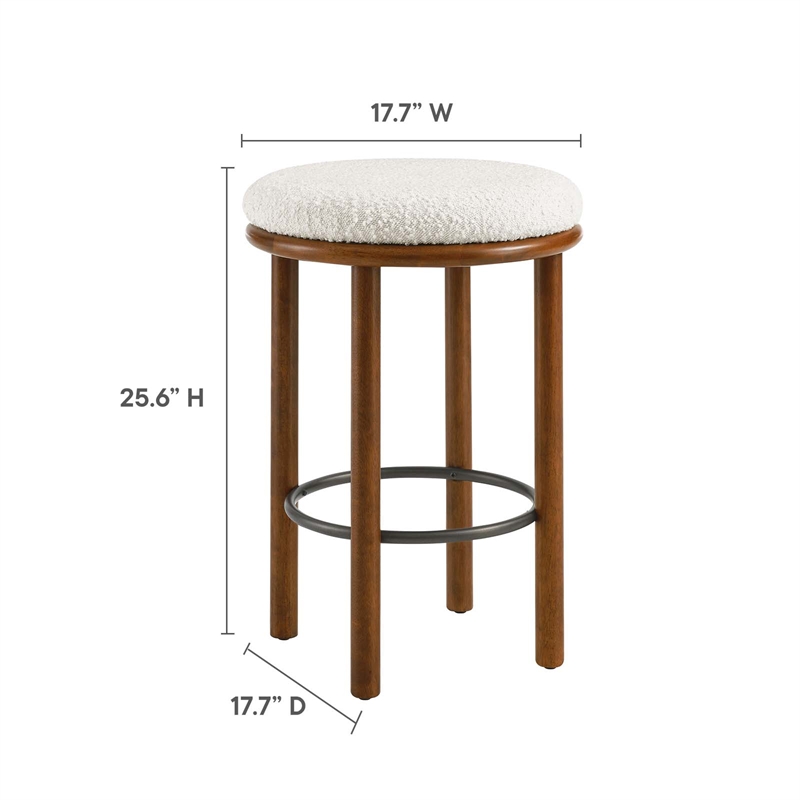 Fable Boucle Fabric Counter Stools - Set of 2 in Walnut Ivory