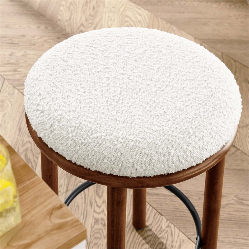 Fable Boucle Fabric Counter Stools - Set of 2 in Walnut Ivory