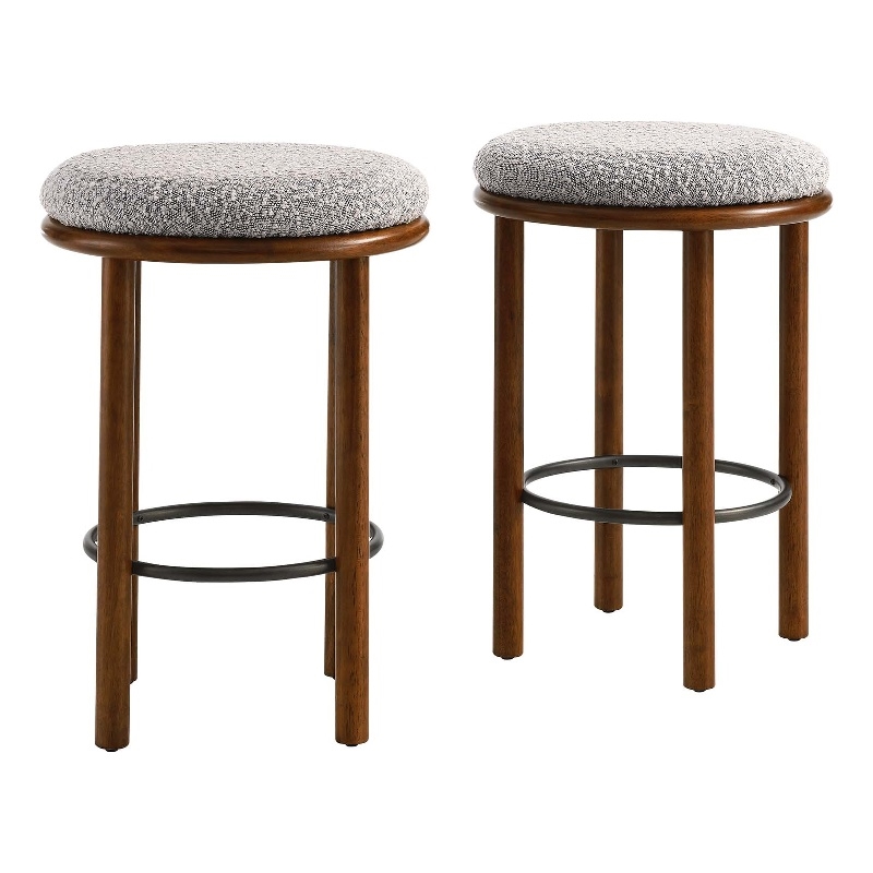 Fable Boucle Fabric Counter Stools - Set of 2 in Walnut Taupe