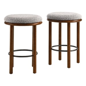 Fable Boucle Fabric Counter Stools - Set of 2 in Walnut Taupe