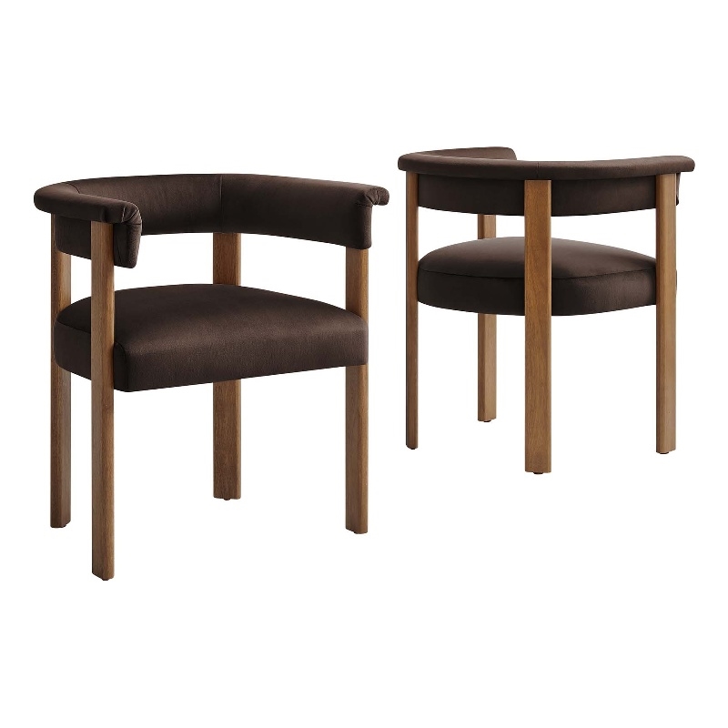 Performance Velvet Barrel Dining Chairs - Set of 2