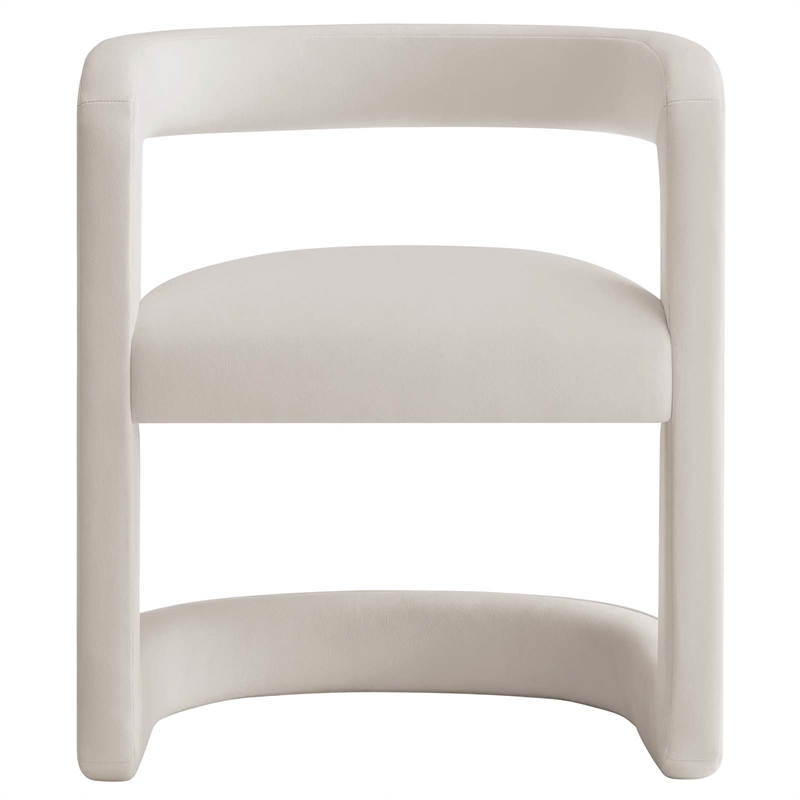 Winslow Performance Velvet Barrel Accent Chair in Alabaster