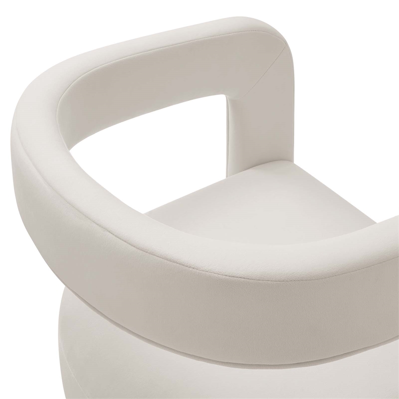 Winslow Performance Velvet Barrel Accent Chair in Alabaster