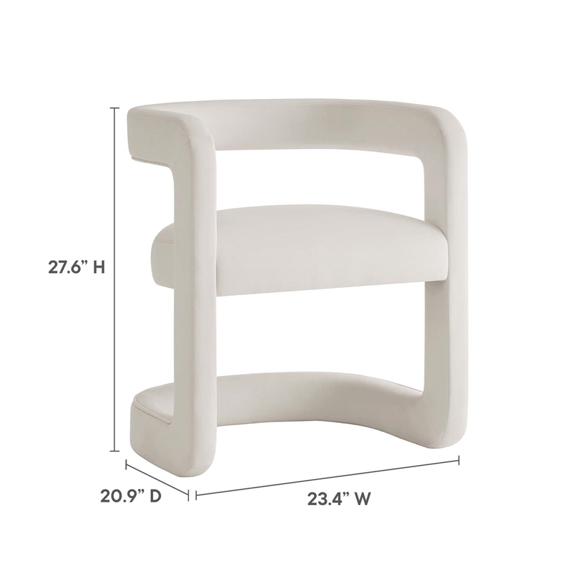 Winslow Performance Velvet Barrel Accent Chair in Alabaster
