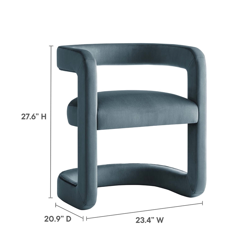 Winslow Performance Velvet Barrel Accent Chair in Cadet Blue