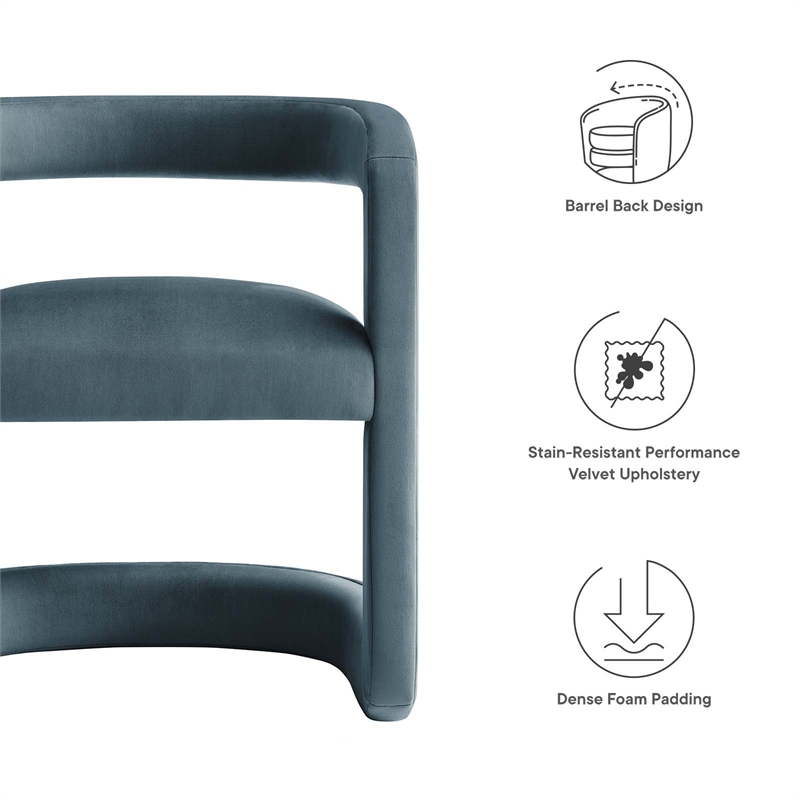 Winslow Performance Velvet Barrel Accent Chair in Cadet Blue