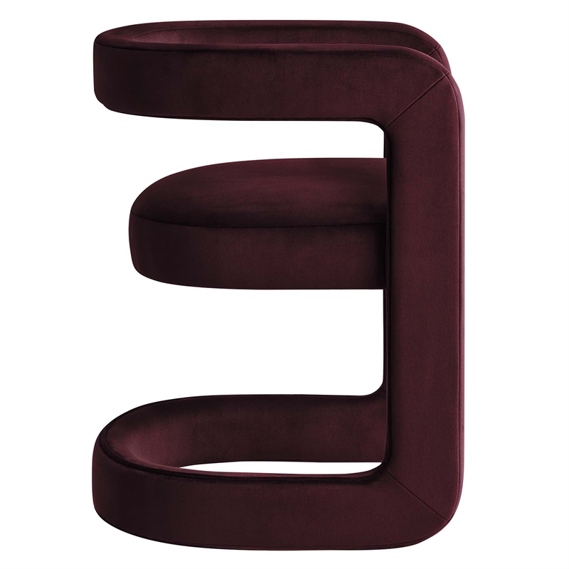 Winslow Performance Velvet Barrel Accent Chair in Mulberry