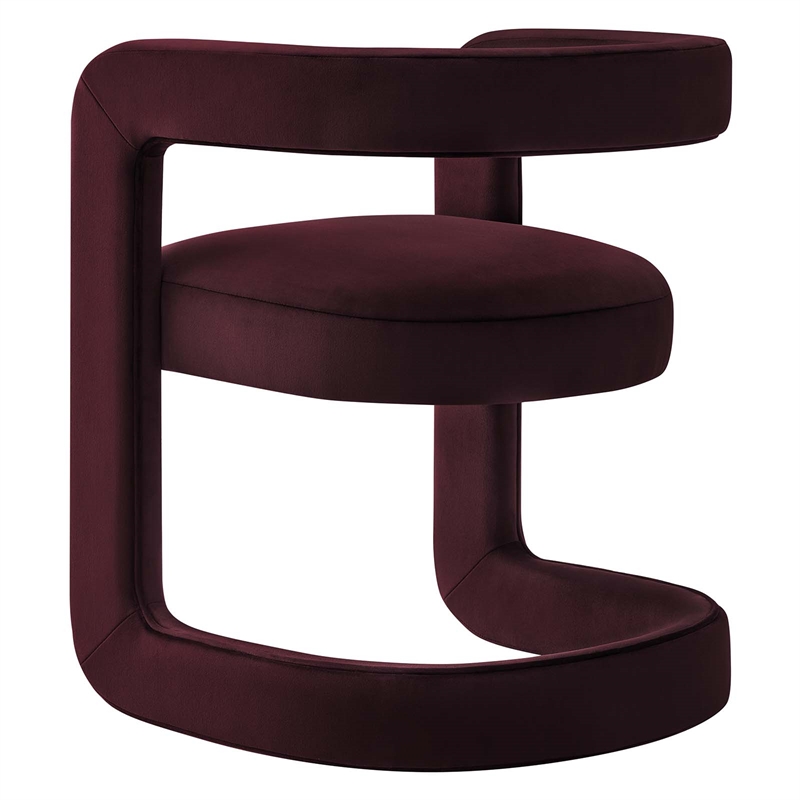 Winslow Performance Velvet Barrel Accent Chair in Mulberry