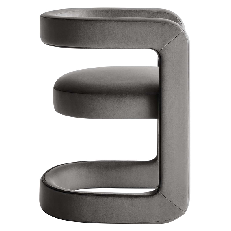 Winslow Performance Velvet Barrel Accent Chair in Storm Gray