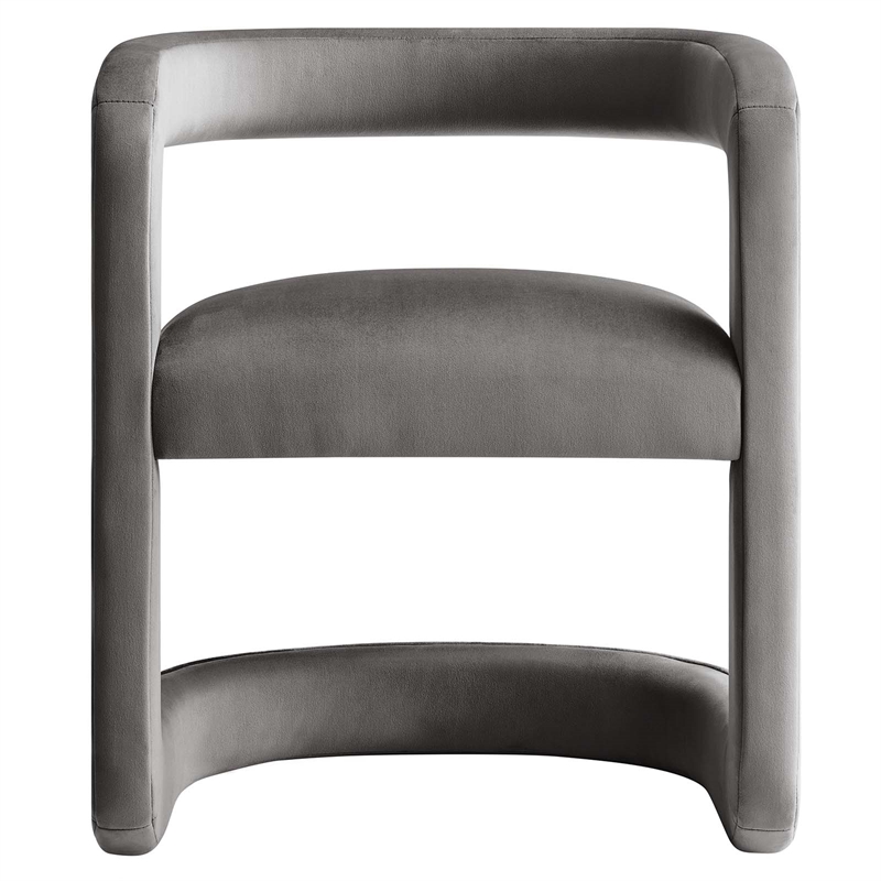 Winslow Performance Velvet Barrel Accent Chair in Storm Gray