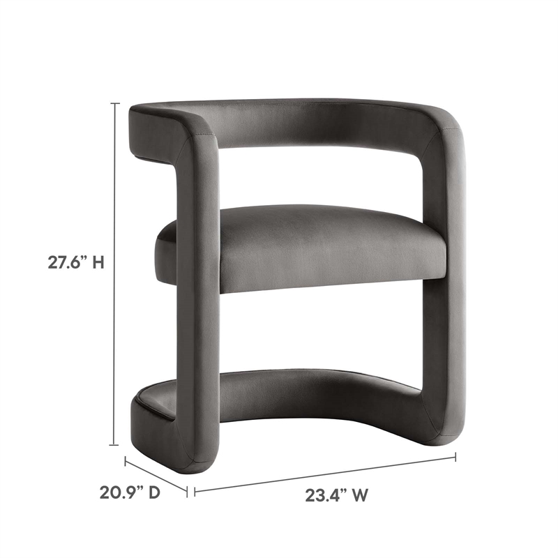 Winslow Performance Velvet Barrel Accent Chair in Storm Gray