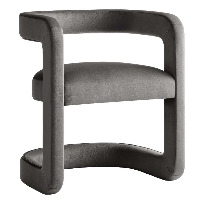 Winslow Performance Velvet Barrel Accent Chair in Storm Gray