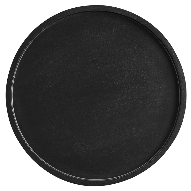 Chiro Round Wood Side Table in Black