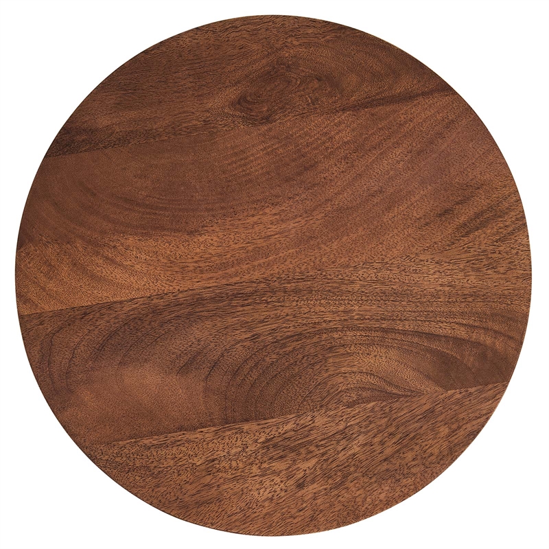 Valeo Round Wood and Metal Side Table in Walnut