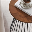 Valeo Round Wood and Metal Side Table in Walnut