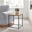 Zora Square Wood and Metal Side Table in Oak