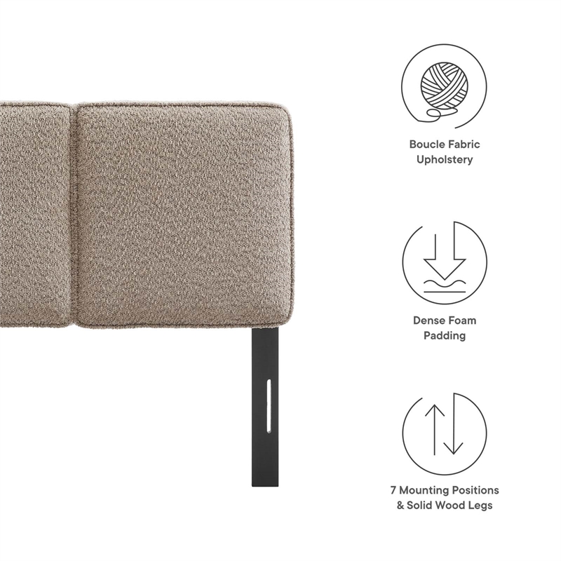 Lindee Boucle Fabric Twin Headboard in Oatmeal