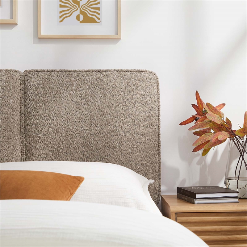 Lindee Boucle Fabric Twin Headboard in Oatmeal