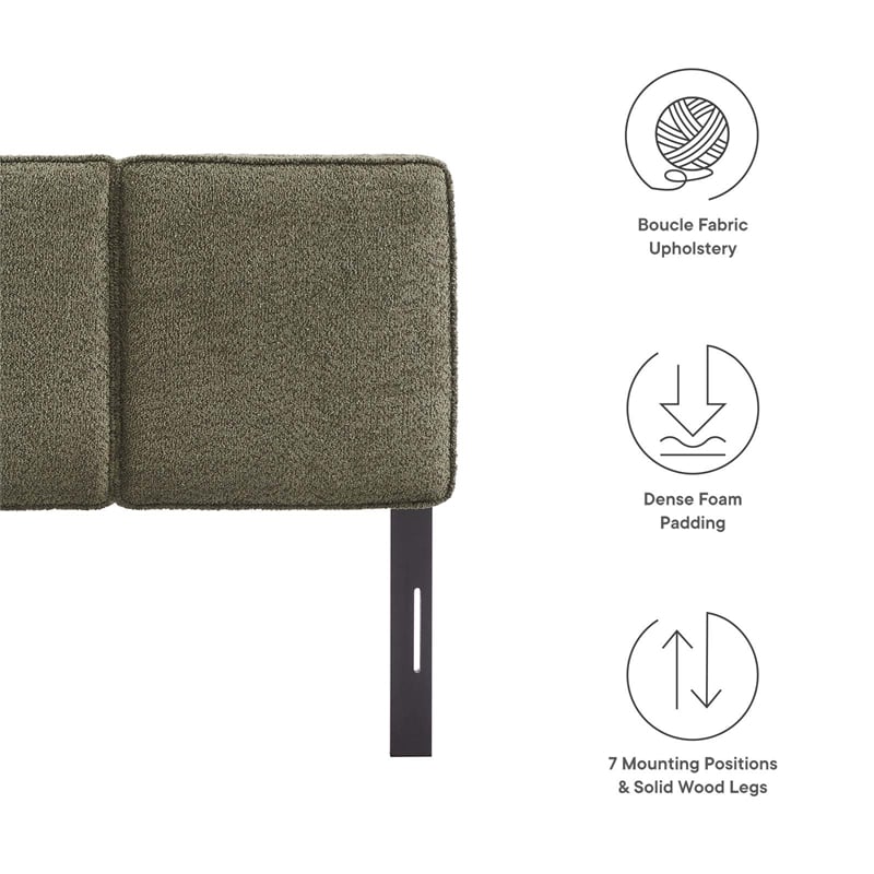 Lindee Boucle Fabric Twin Headboard in Sage