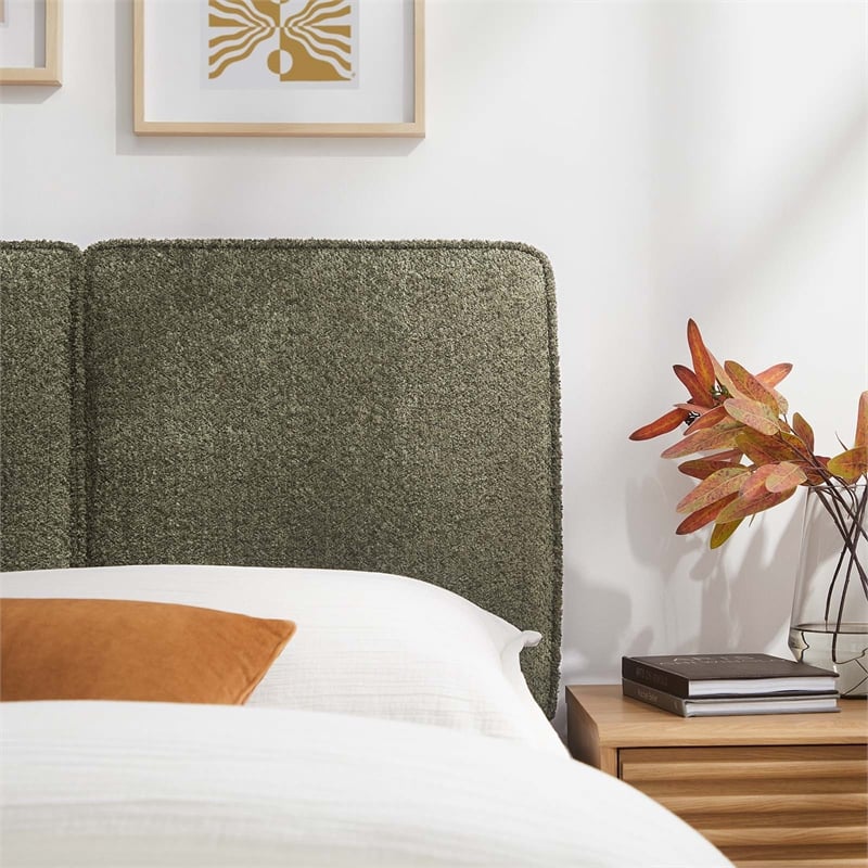 Lindee Boucle Fabric Twin Headboard in Sage