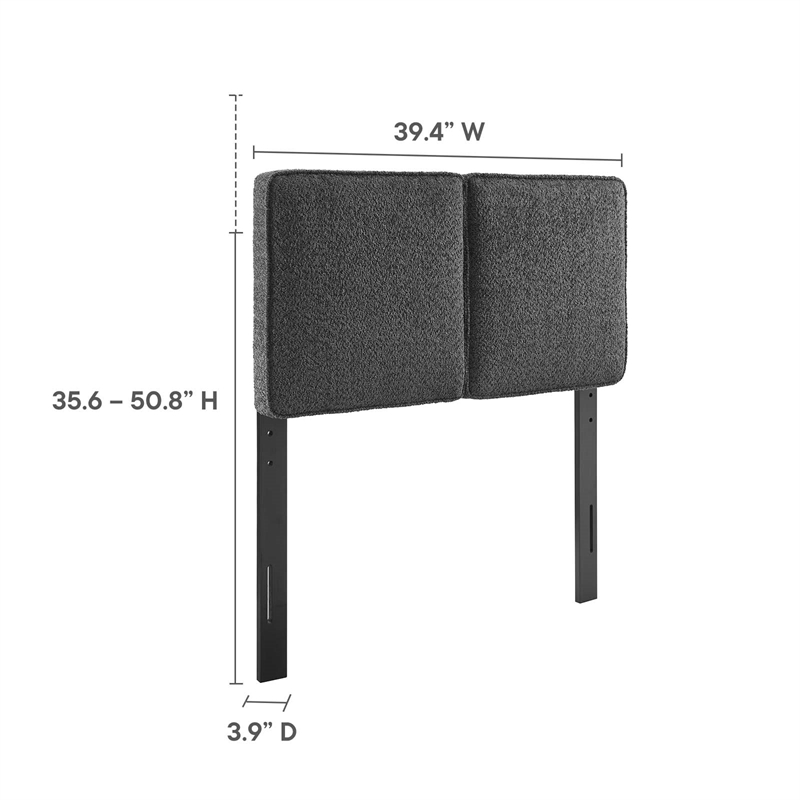 Lindee Boucle Fabric Twin Headboard in Slate