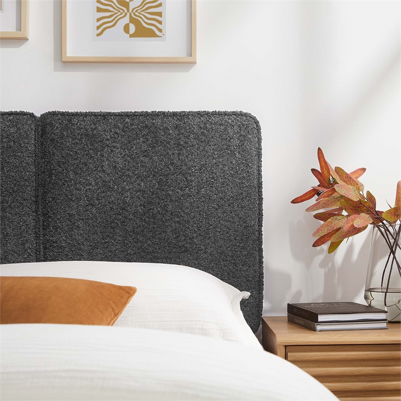 Lindee Boucle Fabric Twin Headboard in Slate