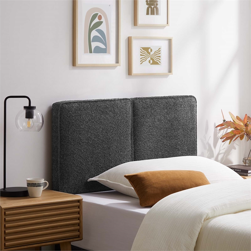 Lindee Boucle Fabric Twin Headboard in Slate
