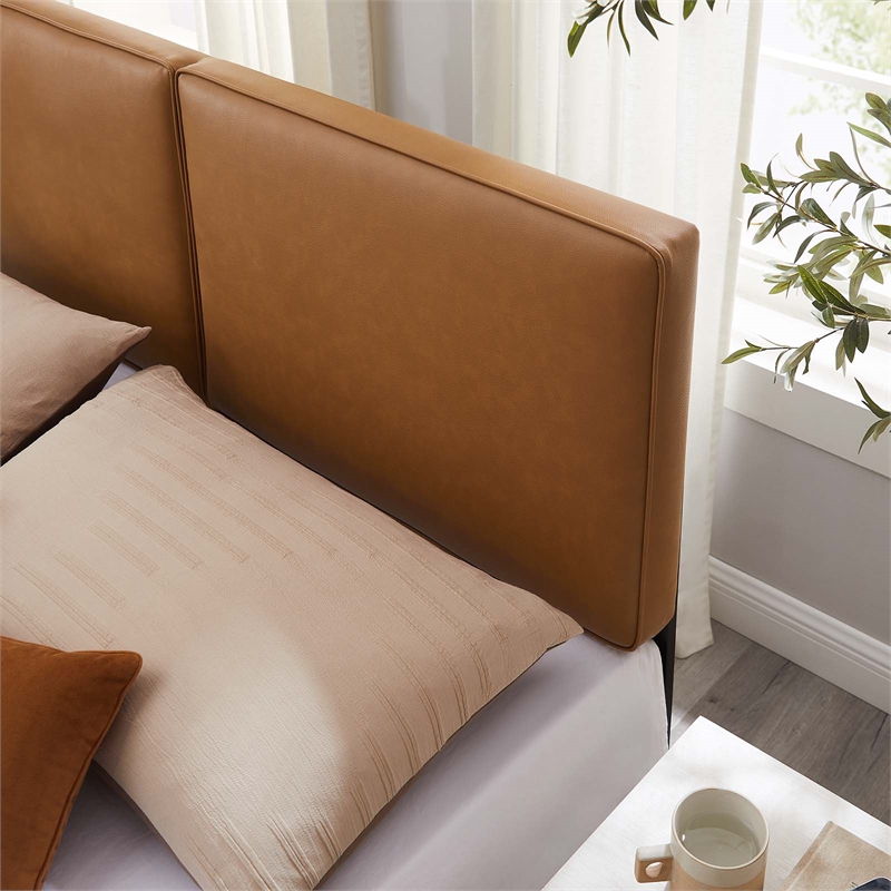 Lindee Vegan Leather Full Headboard in Tan