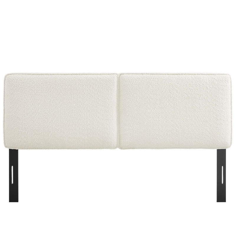 Lindee Boucle Fabric Full Headboard in Cream