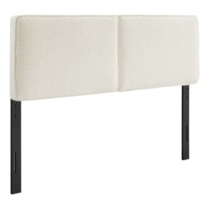 Lindee Boucle Fabric Full Headboard in Cream