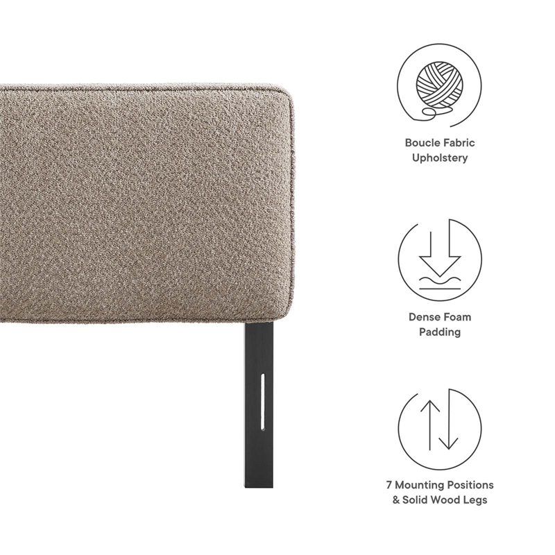 lindee boucle fabric full headboard in oatmeal