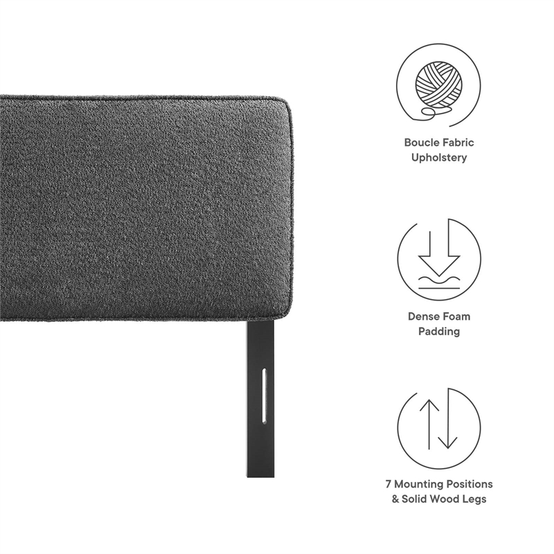 Lindee Boucle Fabric Queen Headboard in Slate