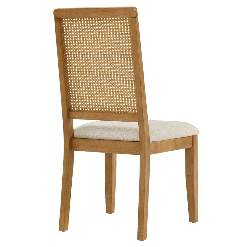 Faux Rattan and Wood Dining Side Chairs - Set of 2
