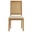 Faux Rattan and Wood Dining Side Chairs - Set of 2