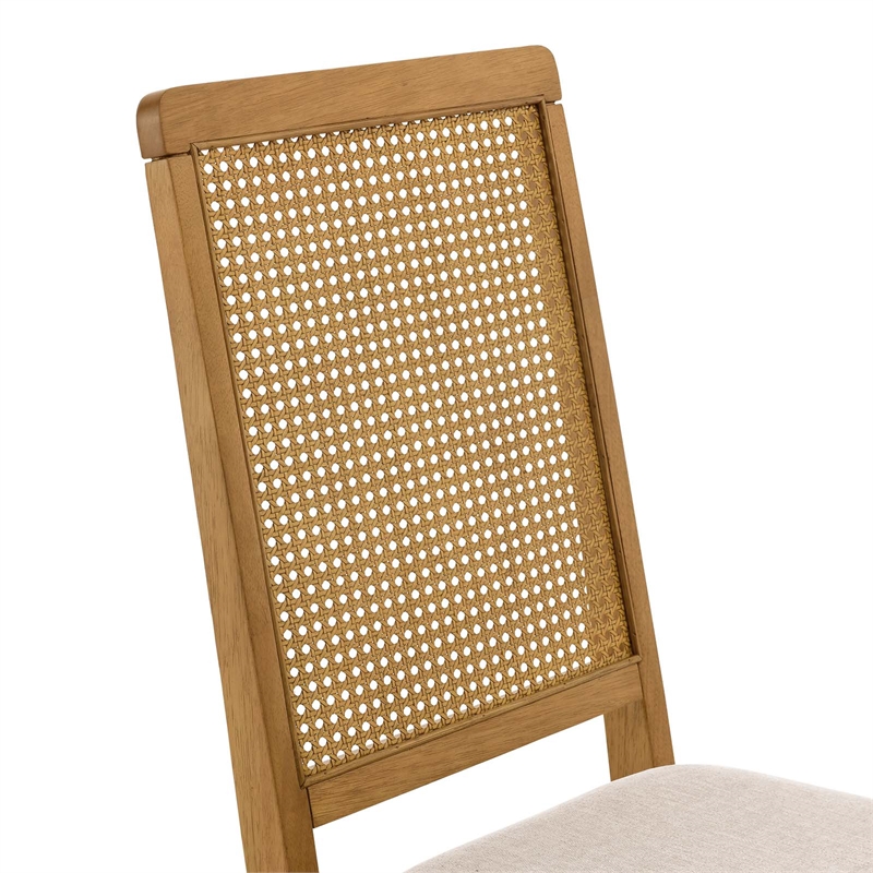 Faux Rattan and Wood Dining Side Chairs - Set of 2